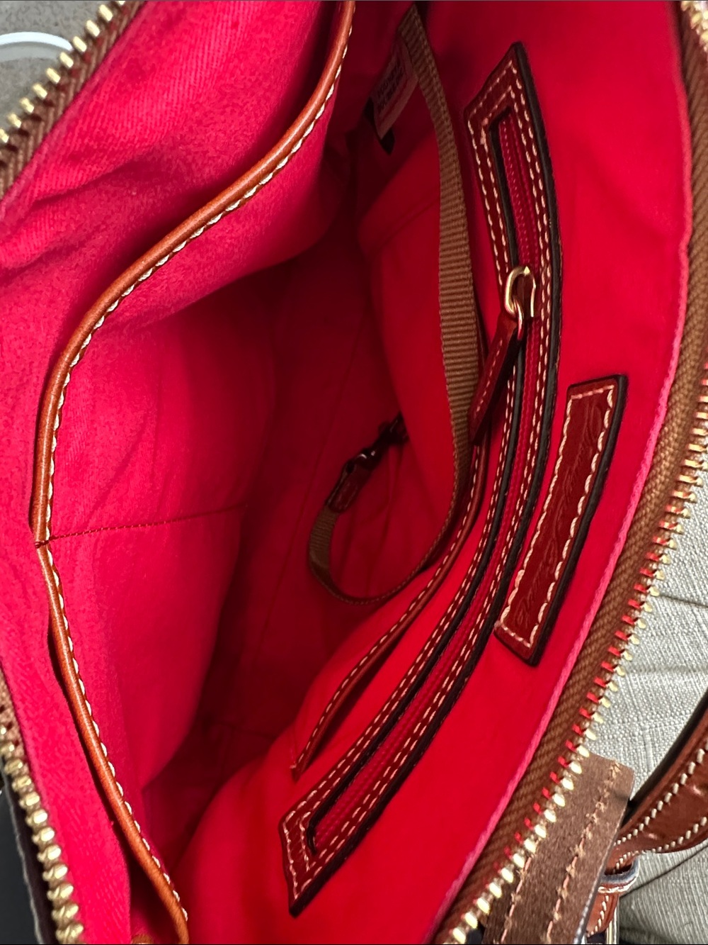 Dooney & Bourke Burgundy Pebble Leather Crossbody with Brown Trim - Picture 10 of 10